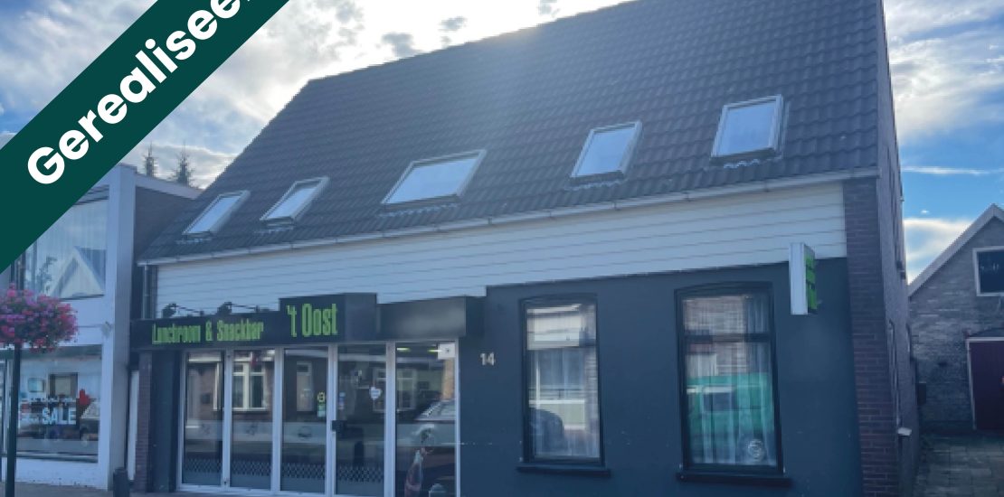 Een winkel voor eigen gebruik en een bovenwoning voor de verhuur